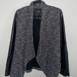 Tweed Faux leather drape jacket